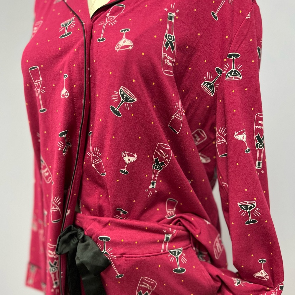 Soma Red Pajama Set with Cocktail Print - Picture 3 of 8